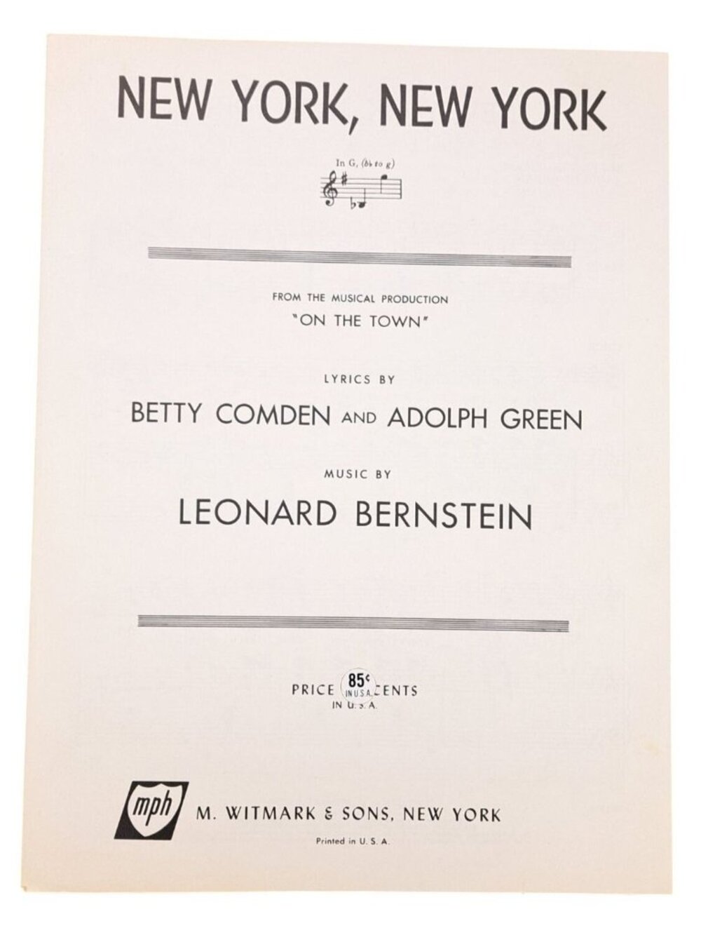 Vintage New York New York Sheet Music On The Town Leonard Bernstein 1945 Comden - Picture 5 of 6